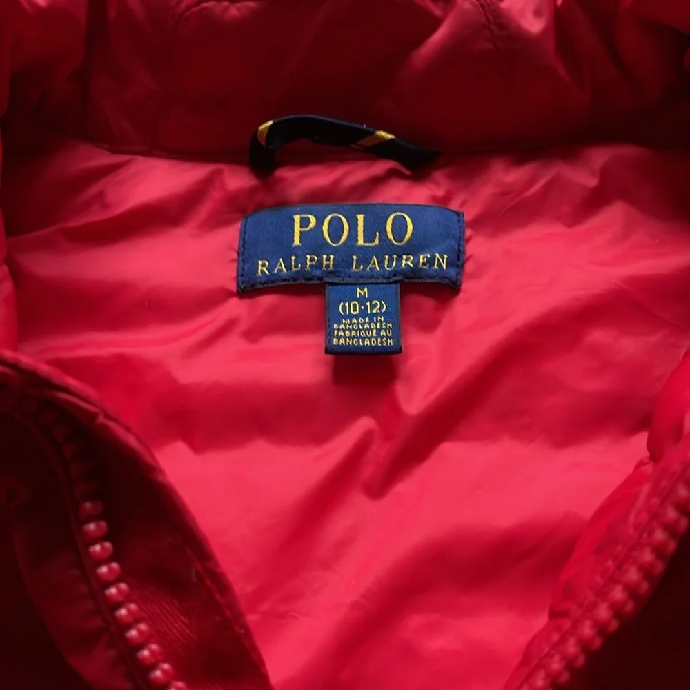 Polo Ralph Lauren Packable Quilted Water Repellent Red PufferJacket-Size 10/12 - Picture 3 of 11